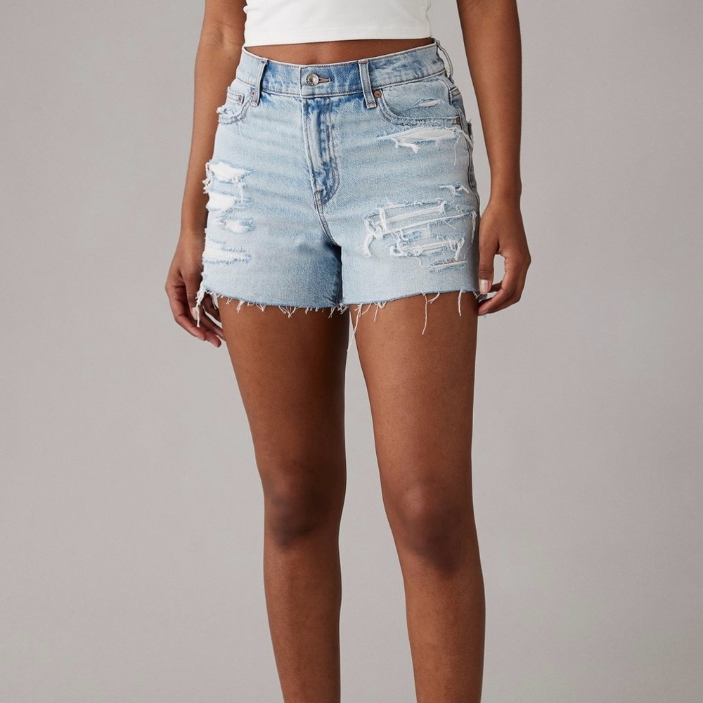 AE Strigid Super High-Waisted Relaxed Denim Shorts